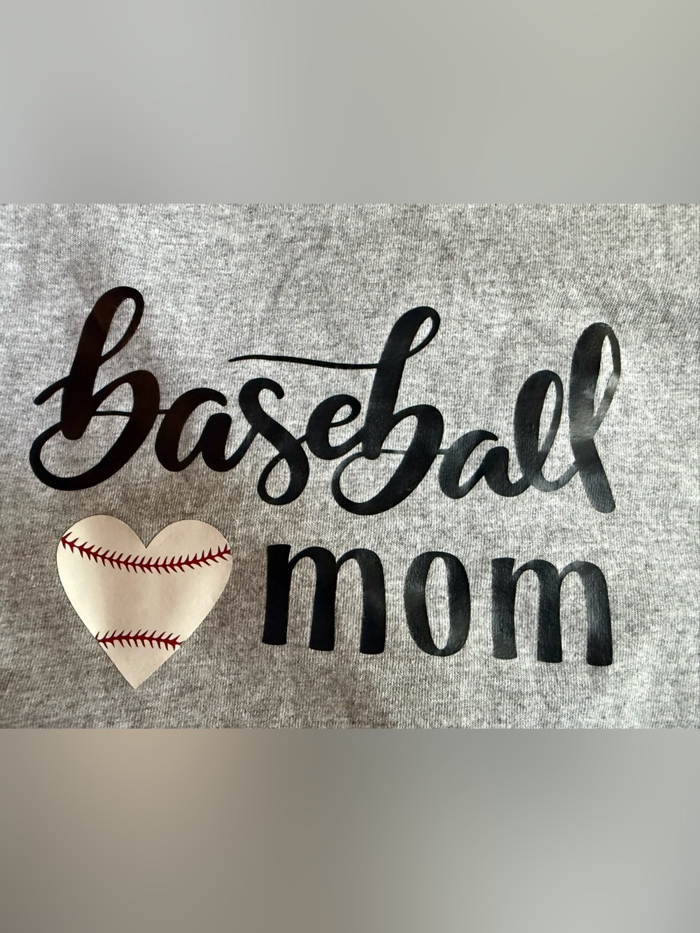Baseball Mom Graphic Tee ⚾️❤️ Gildan Gray V-Neck Game Day Aesthetic Size Medium - Picture 3 of 4